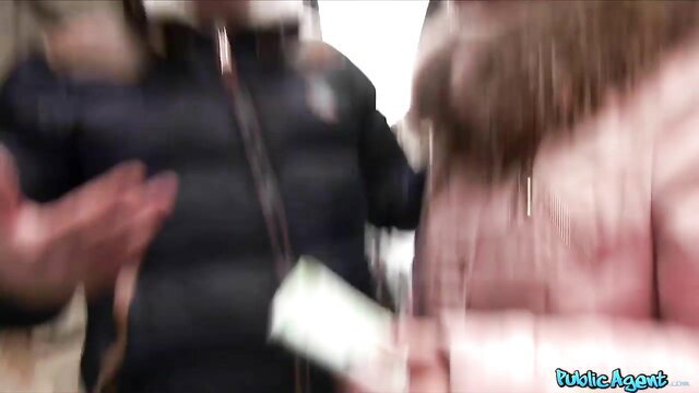 Vicky Love paid by stranger in coat, outdoor public agent hookup