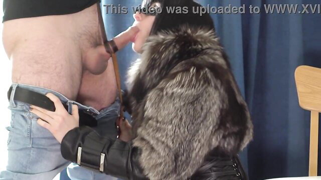 Kitty Plays in fursuit fellates slave in femdom furry trailer