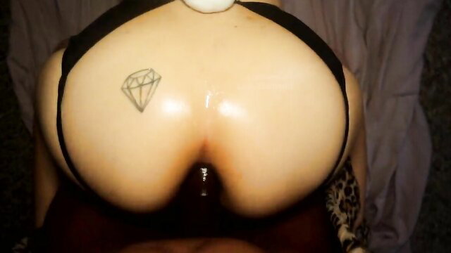 Dbdiamond2 busty babe in black lingerie anal toy play closeup