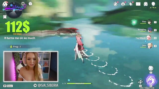 Blonde gamer Sia Siberia topless reacts to big Genshin donation