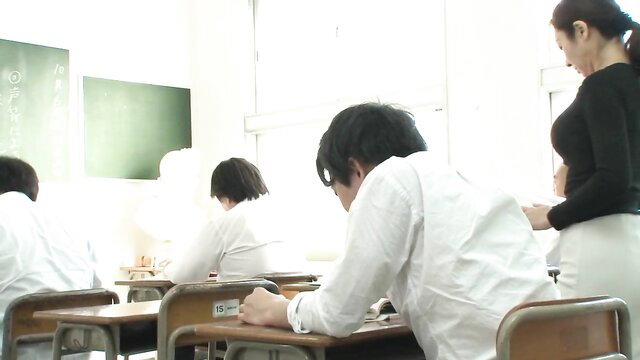 Reina Nanjo hot teacher in tight skirt blouse classroom JAV