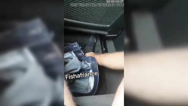 Blurry hijab Arab woman sucking cock in car backseat