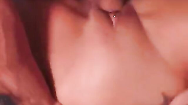 Closeup of woman's pierced clit and shaved pussy lips in Gloryhole Creampies