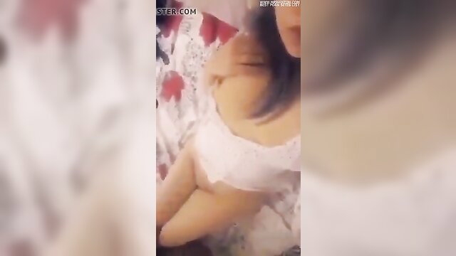 Egyptian girlfriend breastfeeding boyfriend with huge tits on bed