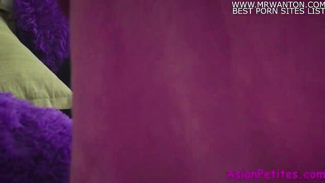Mina Moon Asian teen in purple pillows, sleepwalking dad daughter tease