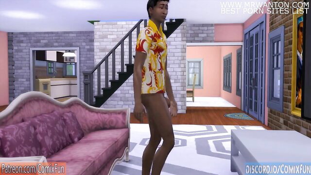 Black guy in Hawaiian shirt poses seductively in Comixfun animated porn thumbnail