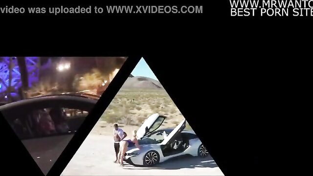 Mz. Dani fucked by Mazee next to white supercar in desert