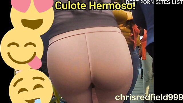 Encoxada big ass Latina in tight pink leggings, huge culo preview