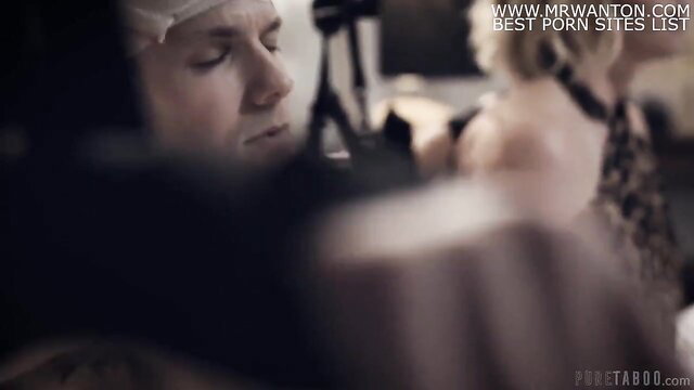 Codey Steele blindfolded in closeup with woman, mom son taboo tease