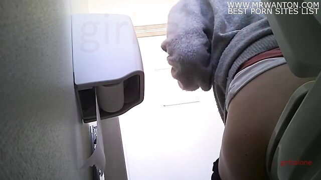 Girl caught peeing in church bathroom, ass up voyeur