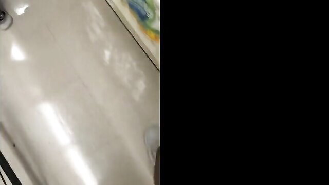 MILF bends over in store, big ass exposed for cumshot