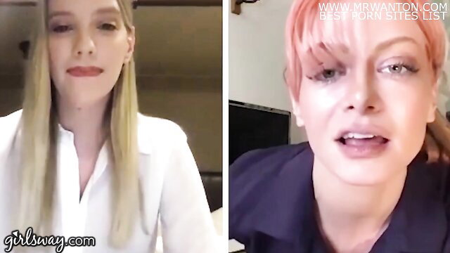 Kenna James and boss remotely masturbate on video call quarantine