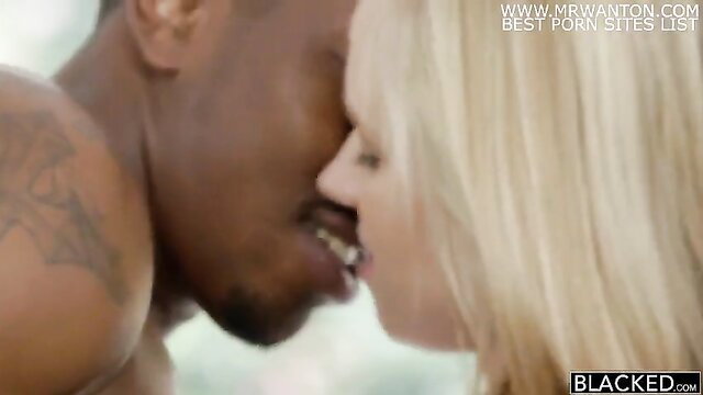 Elsa Jean and Zoey Monroe kissing BBC stud closeup