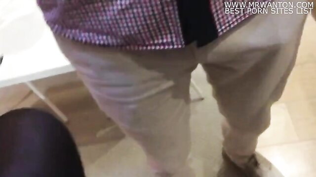 Waldemaria bulging pants public tease in office wear