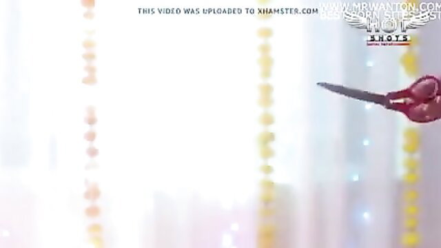 Indian bride suhagrat closeup with knife and garlands