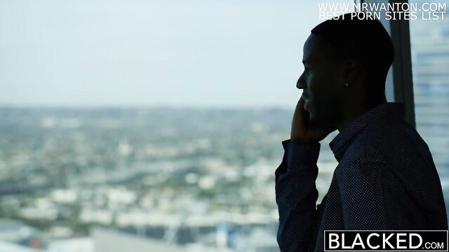 Valentina Nappi with black man on phone in high-rise, Blacked