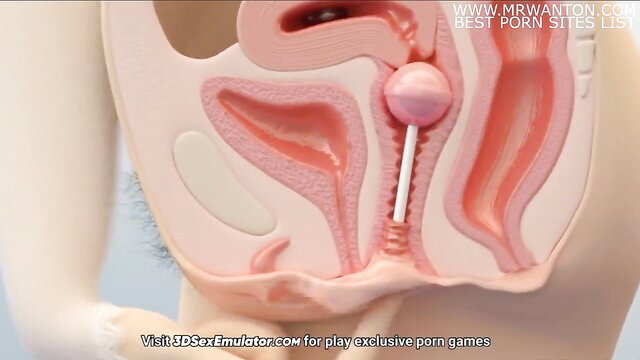 3D hentai teen pussy stuffed with giant pink lollipop masturbation