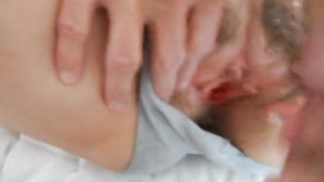 Closeup of wet shaved pussy pulled aside panties, fingers spreading lips