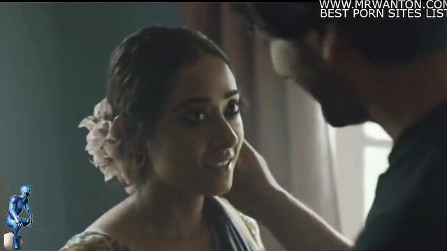 Desi maid in saree with jasmine hair bun touched by man intimately