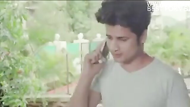 Handsome Indian guy with curly hair on phone call, outdoor web series Pyassi ep-01
