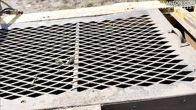 Country girl on farm grate in sexy dress, teasing outdoor upskirt