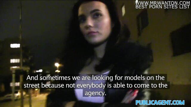 Vanessa Decker on dark street for PublicAgent casting