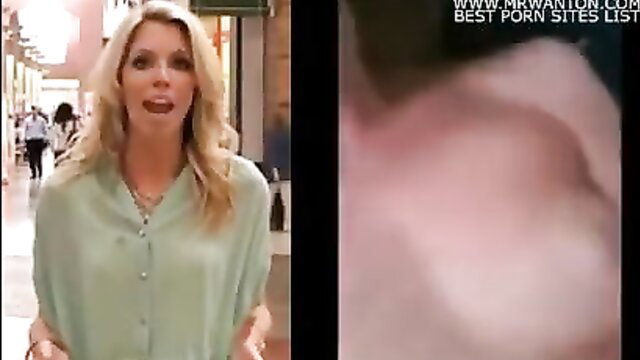 Blonde TV reporter in green blouse on leaked masturbation video thumbnail