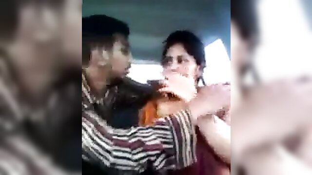 Tamil lovers outdoor car makeout, man grabs woman's face passionately