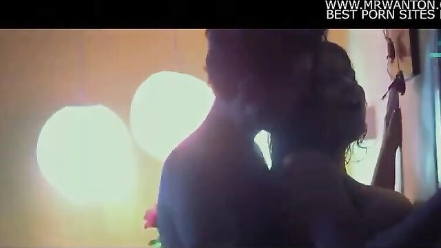 Silhouette couple kissing passionately in steamy Indian sex scene