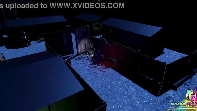 FutaFanFilms outdoor night scene with glowing blue tones