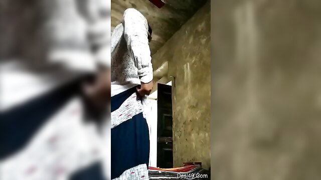 Village Indian girl caught enjoying, bending over in saree blouse