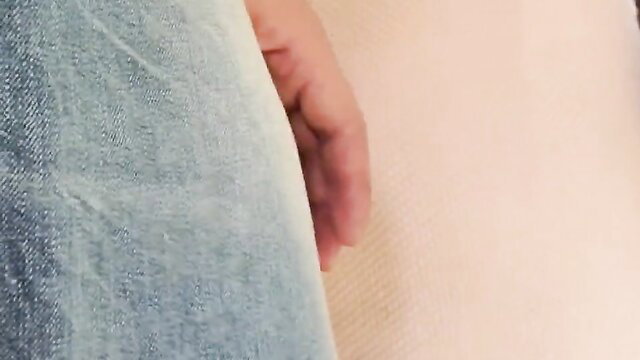 Hand groping masked stranger's ass in tight jeans post-quarantine