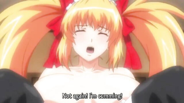 Busty blonde hentai vixen with twin tails cums hard in hot porn