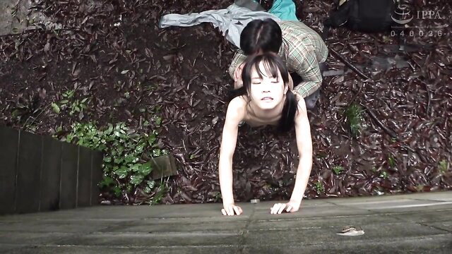 Lara Kudo naked in woods upside down, outdoor JAV babe exposed