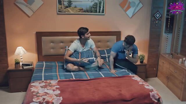 Two hot Indian guys on bed in Virgin Friend Hindi web series