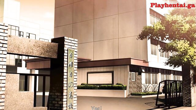 Hentai anime school gate exterior, sunny day, Free District 13 Housewife animation thumbnail