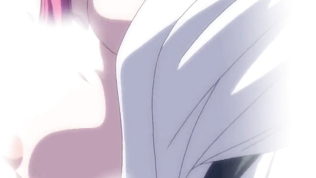 Cute anime girl with pink hair in skimpy white lingerie hentai thumbnail