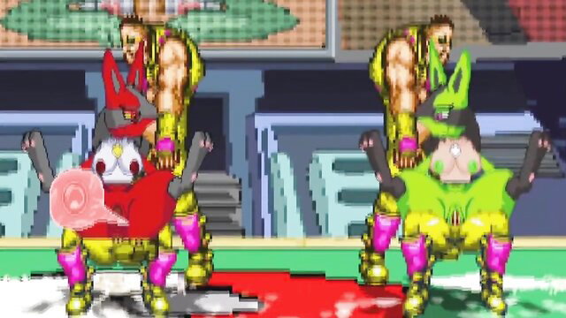 Mugen Lucario hentai porn thumbnail with muscular fighters fucking anthro foxes