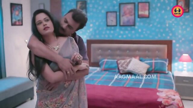 Indian couple in passionate saree embrace, Sauteli Season 1 HD scene