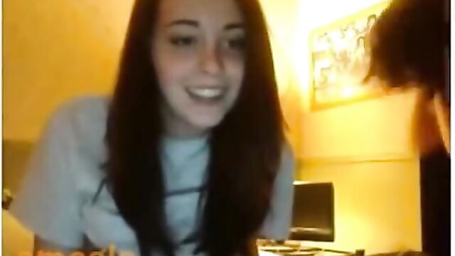 Cute redhead teen smiles on Omegle cam, amateur pussy show tease