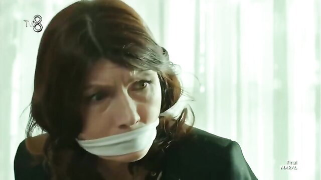 Turkish MILF gagged and bound in BDSM scene