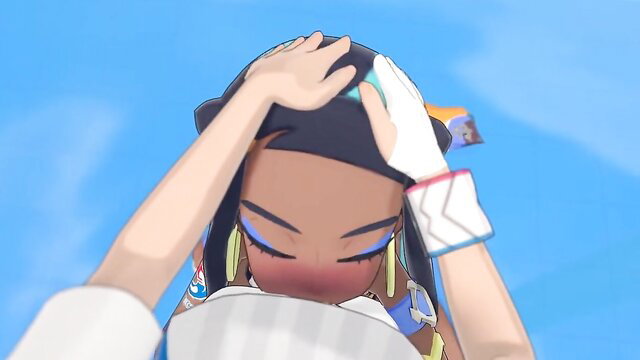 Nessa hentai rides cock with audience, flushed face closeup