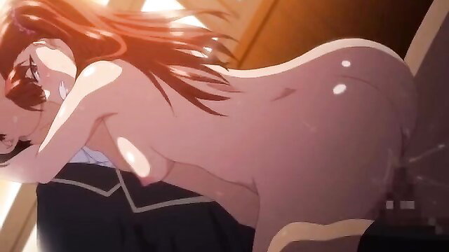 Redhead hentai babe with huge tits and ass in doggy pose, Free Ijirare Ep 4