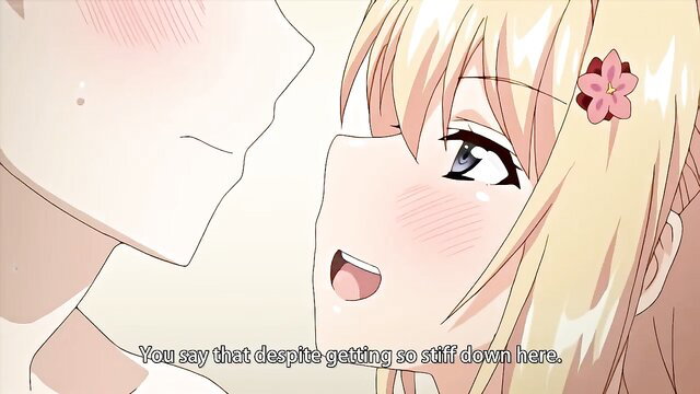 Blonde hentai girl teases stiff cock close-up in Shishunki Sex