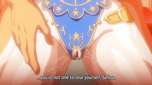 Anime hentai girl Safina in ornate blue lingerie closeup crotch view