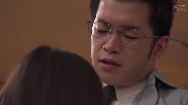Ren Usui closeup in JAV scene 7, glasses-wearing Asian man gazing intimately