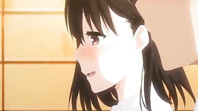 Seiso Toshoshitsu No Kanojo anime girl with black ponytail blushes in hentai scene