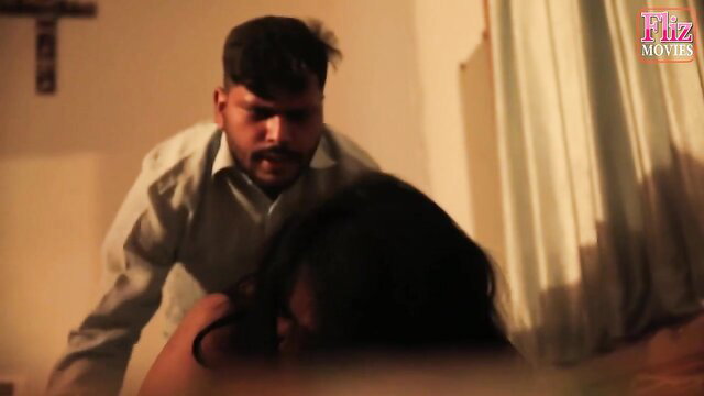 Indian hot dark-haired babe in amateur sex with man from behind