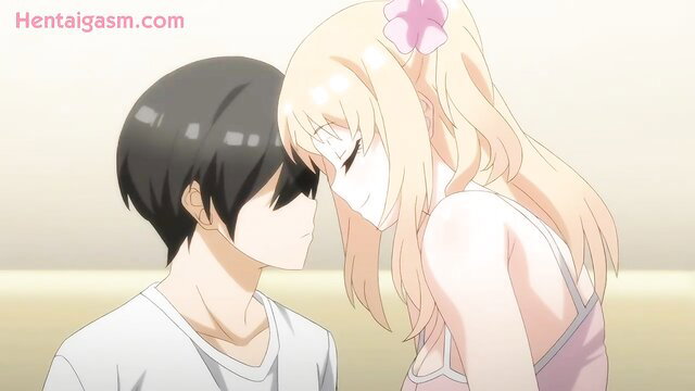 Blonde gal imouto hugs black-haired bro intimately in NEW HENTAI Imouto Wa Gal Kawaii