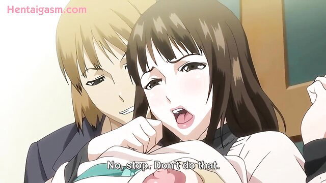 Uncensored hentai Netorare Zuma: blonde guy fingers black-haired beauty's pussy close-up